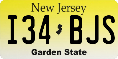 NJ license plate I34BJS
