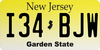 NJ license plate I34BJW