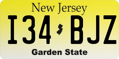 NJ license plate I34BJZ