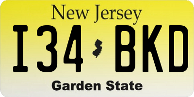 NJ license plate I34BKD