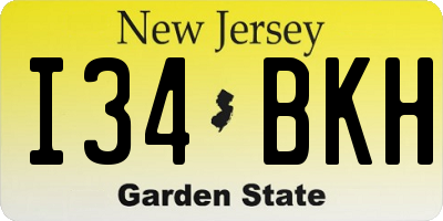 NJ license plate I34BKH