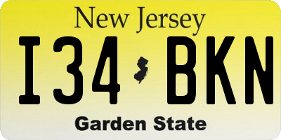 NJ license plate I34BKN
