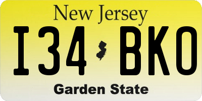 NJ license plate I34BKO
