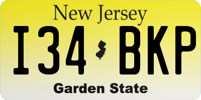 NJ license plate I34BKP