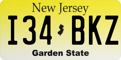 NJ license plate I34BKZ