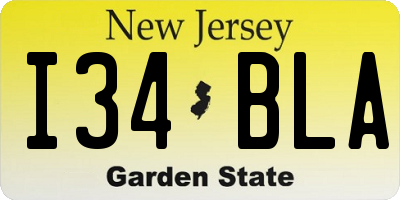 NJ license plate I34BLA