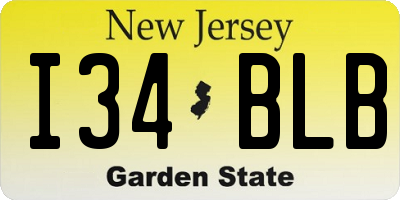 NJ license plate I34BLB