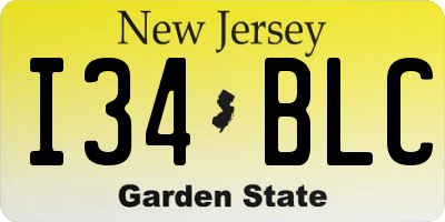 NJ license plate I34BLC