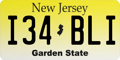 NJ license plate I34BLI
