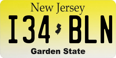 NJ license plate I34BLN