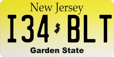 NJ license plate I34BLT