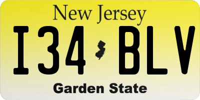 NJ license plate I34BLV