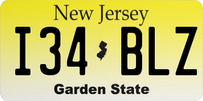 NJ license plate I34BLZ