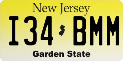 NJ license plate I34BMM