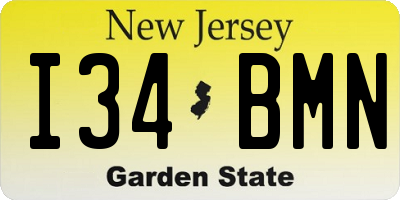 NJ license plate I34BMN