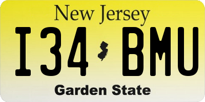 NJ license plate I34BMU