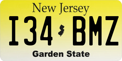 NJ license plate I34BMZ