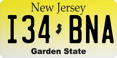 NJ license plate I34BNA