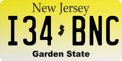 NJ license plate I34BNC