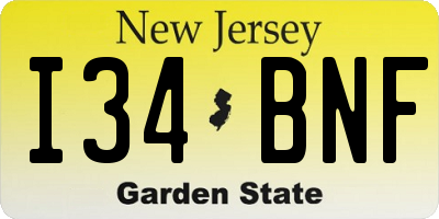 NJ license plate I34BNF