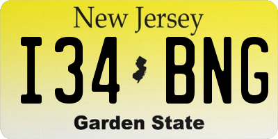 NJ license plate I34BNG