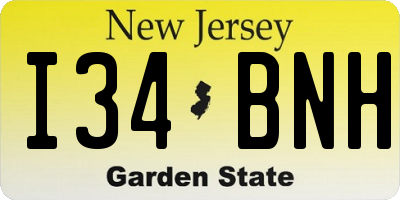 NJ license plate I34BNH
