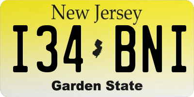 NJ license plate I34BNI