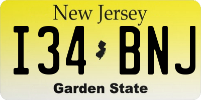 NJ license plate I34BNJ
