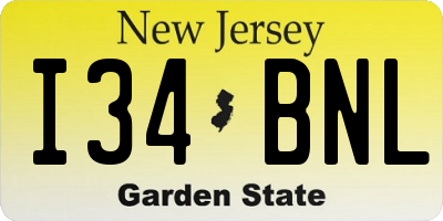 NJ license plate I34BNL