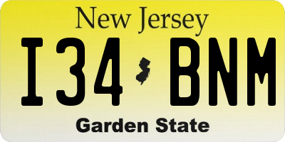 NJ license plate I34BNM