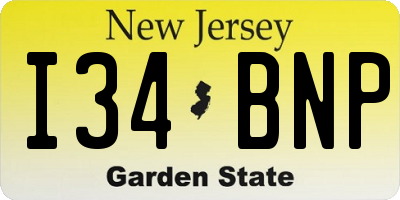 NJ license plate I34BNP