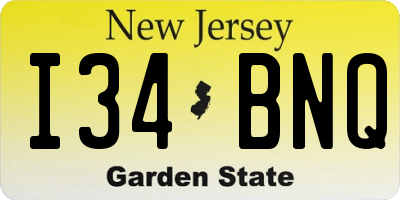 NJ license plate I34BNQ