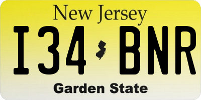 NJ license plate I34BNR