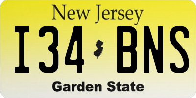 NJ license plate I34BNS