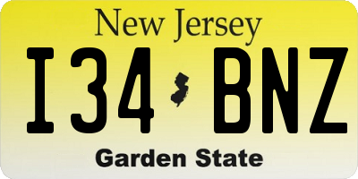 NJ license plate I34BNZ