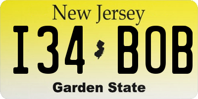 NJ license plate I34BOB
