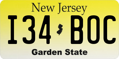 NJ license plate I34BOC