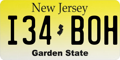 NJ license plate I34BOH