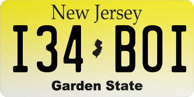 NJ license plate I34BOI