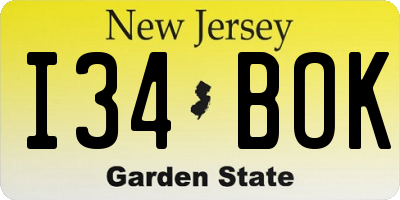 NJ license plate I34BOK