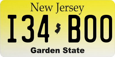 NJ license plate I34BOO