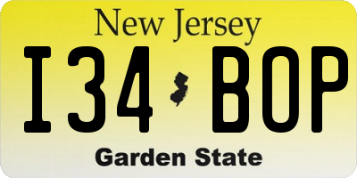 NJ license plate I34BOP