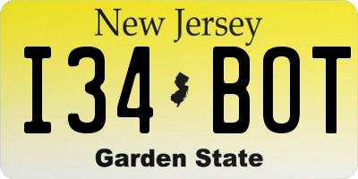NJ license plate I34BOT