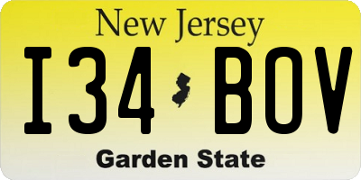 NJ license plate I34BOV