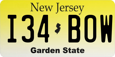 NJ license plate I34BOW