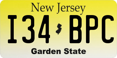 NJ license plate I34BPC