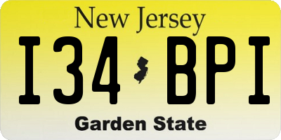 NJ license plate I34BPI
