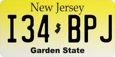 NJ license plate I34BPJ