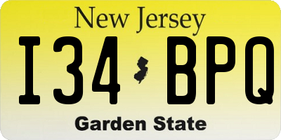 NJ license plate I34BPQ