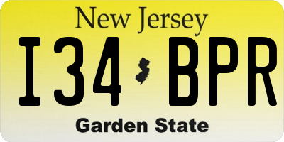 NJ license plate I34BPR